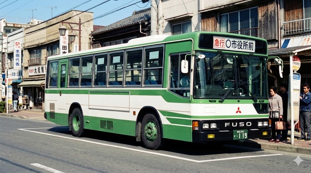 nigel_kobe's tweet photo. #Googlr_Geminiに「三菱ふそう エアロスターMの画像を生成してください。」とシンプルなプロンプトを書いて、リアの画像には、「リアガラスの右下に”FUSO”のロゴ入れてください」とやってみてできたのがこんな感じ。

 「ソース」（参照したWebサイト）の表示もあったりしたが、2代目と折衷した感じ。 https://t.co/JYOqOTHZHz