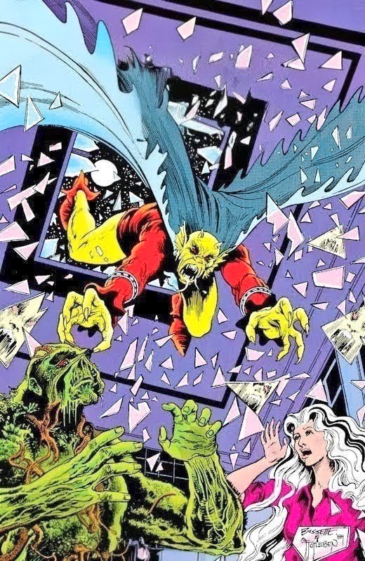 Saga of The Swamp Thing#27 (1984) cover art by Stephen R. Bissette (pencils), John Totleben (inks) and Tatjana Wood (colors).