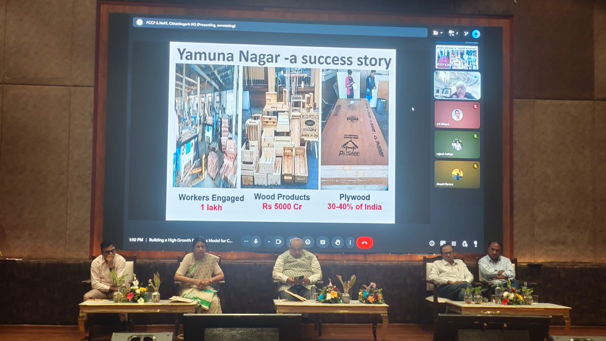 rk_sapraus's tweet photo. Made presentation for ‘ Promoting Panel Industry in Chhattisgarh’ through producing wood using PPPmodel of MoEFCC, incentives to industries and enhancing productivities of Melia dubia and ailanthus for increasing profitability of farmlands. #Fippi #agroforestry #panelindustry https://t.co/qDwP0g6Giy