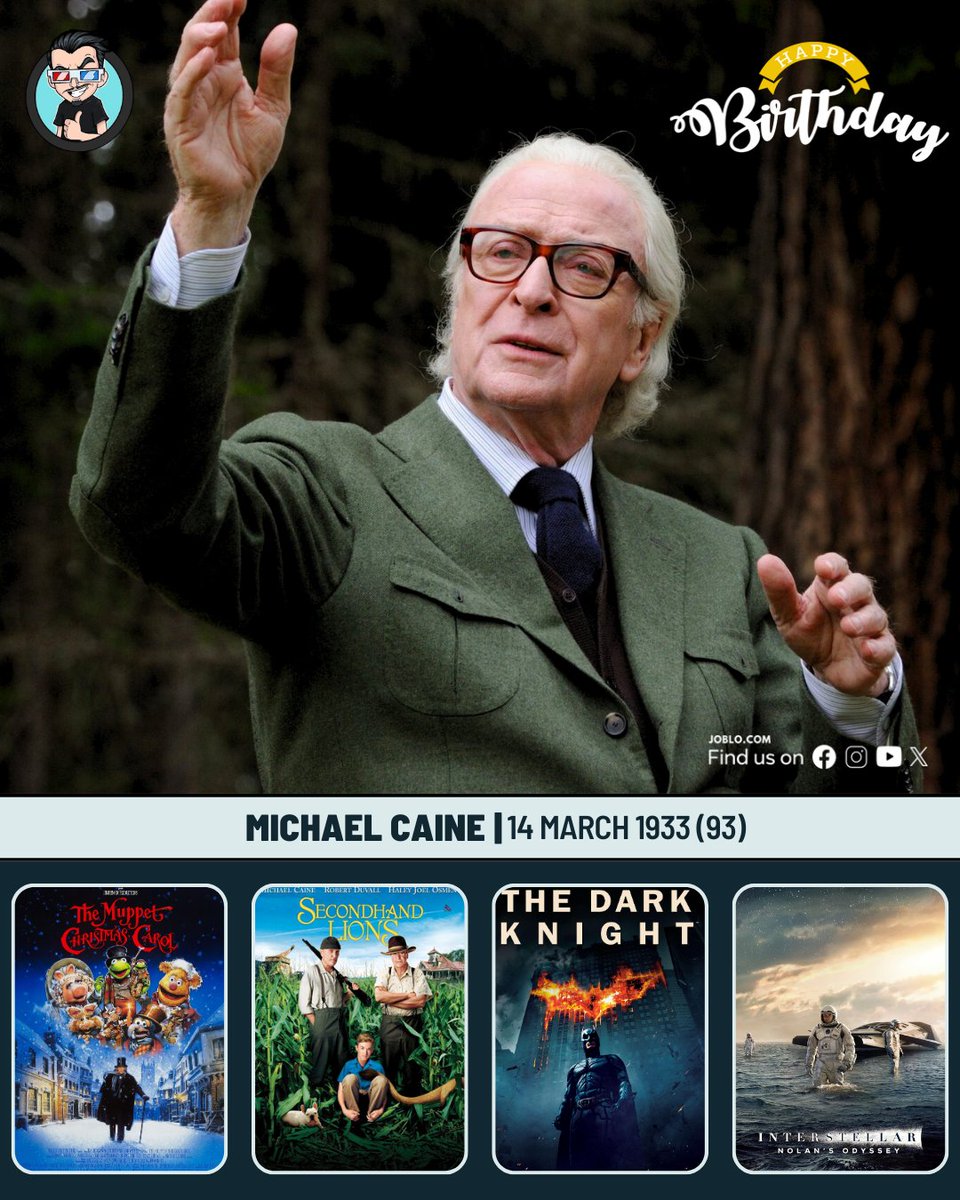 joblocom's tweet image. Michael Caine turns 93 today! 🎂
 #MichaelCaine #TheItalianJob #TheDarkKnight #Alfie #Interstellar