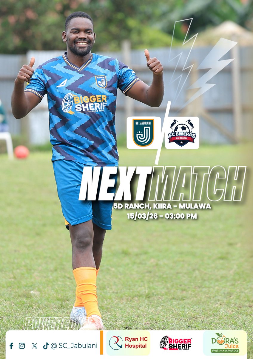 SC_Jabulani's tweet photo. Next Up ⚽

SC Jabulani 🆚 FC Bweras

We face our sisters this Sunday at 5D Ranch, Kiira–Mulawa.

🕒 3:00 PM
🗓 15/03/26

#SCJabulani https://t.co/9abaGEhvod