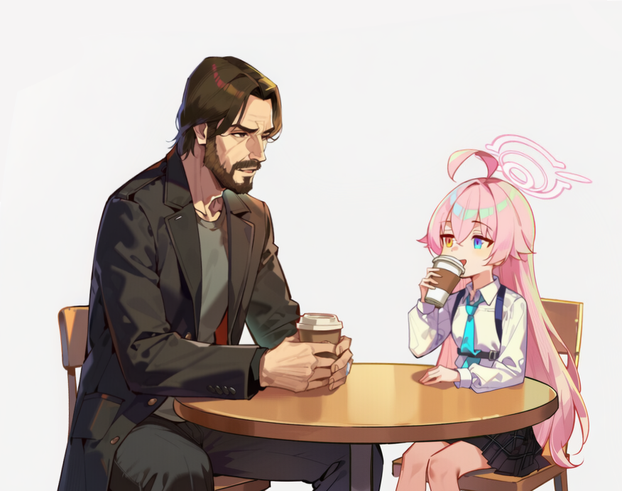 ブルアカ見てみたい二次創作
たまにコーヒー一緒に飲みに行くジョン・ウィックとホシノ 