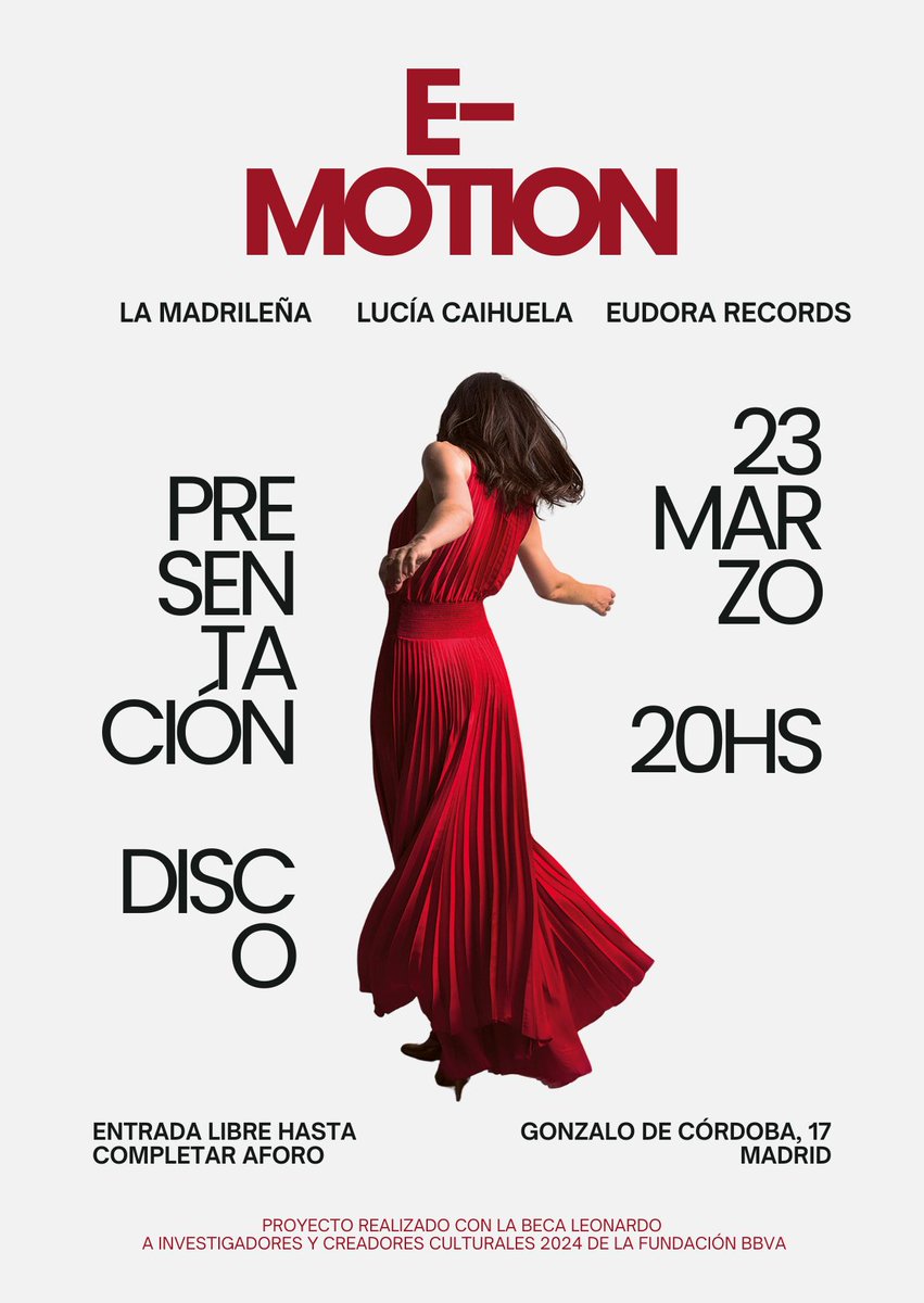 El 23 de marzo presentamos en Madrid “E-MOTION”, el nuevo disco de la mezzosoprano Lucía Caihuela junto a La Madrileña [<a href="/la_madrilegna/">La Madrileña</a> ], bajo mi dirección.
Hablaremos del CD, escucharemos un adelanto y podréis adquirirlo en exclusiva antes de su lanzamiento en abril!
