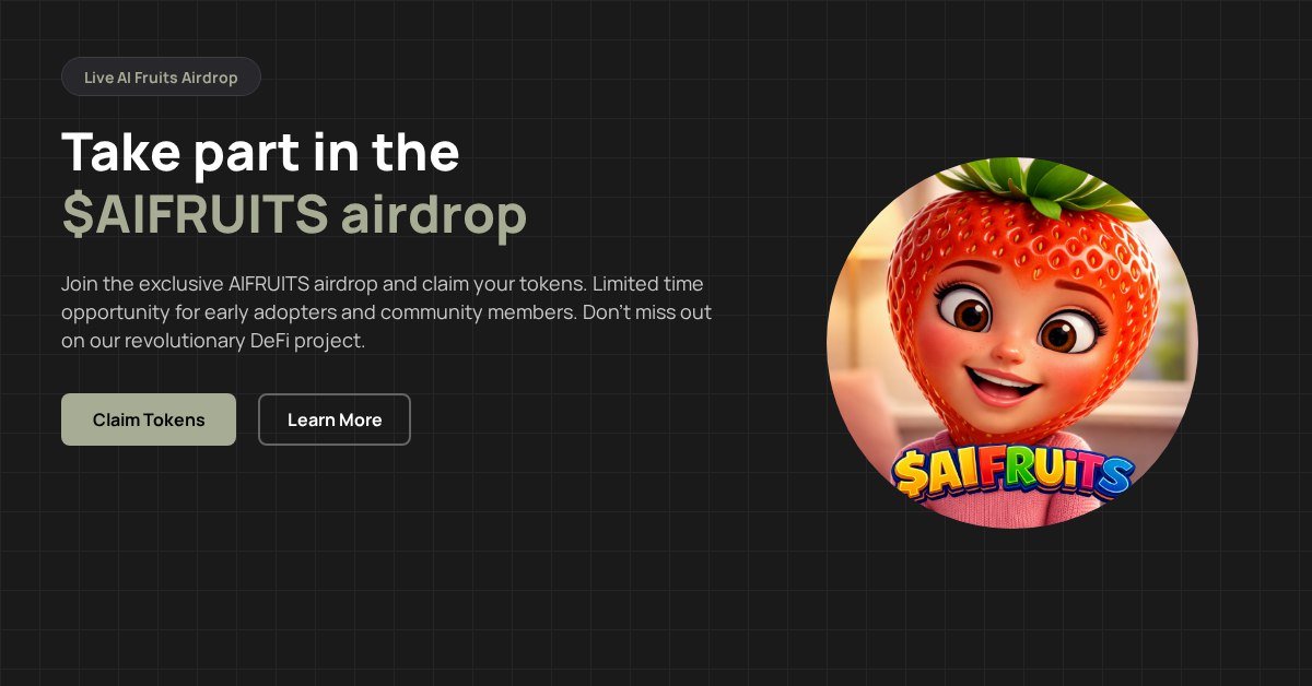MathieuSidobre's tweet photo. BREAKING: $AIFRUITS DROP LIVE!
Exclusive drop only for community holders
First come, first served — claim now before it's gone!

https://t.co/w8Rvg2tGli https://t.co/DwZMGLmNu8