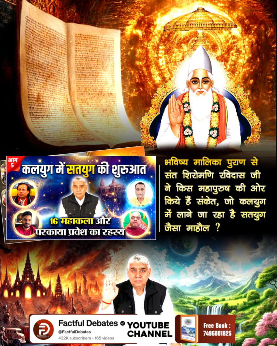 #कलयुगमें_सतयुगकी_शुरुआतPart5
भविष्य मालिका पुराण से संत शिरोमणि रविदास जी ने किस महापुरुष की ओर किये हैं संकेत, जो कलयुग में लाने जा रहा है सतयुग जैसा माहौल?
जानने के लिए देखिए कलयुग में सतयुग में शुरुआत Part 5 Factful Debates यूट्यूब चैनल पर
Factful Debates YouTube
