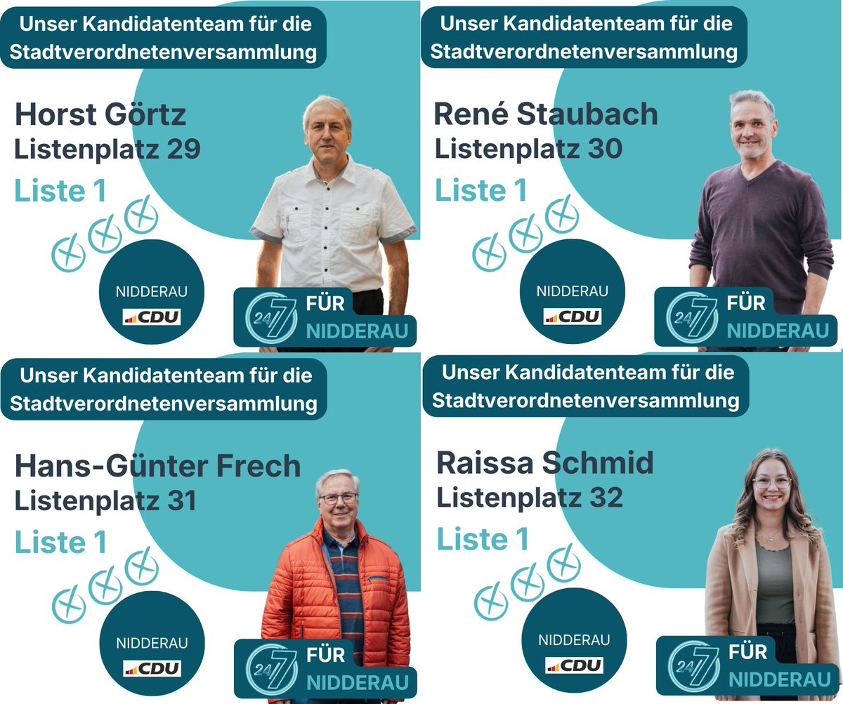 Eine starke Liste braucht ein starkes Fundament! 🧱🦁

Unsere Kandidat:innen auf den Plätzen 25 bis 32 stehen für die Vielfalt in #Nidderau. Ob Erfahrung oder frische Impulse – dieses Team brennt für unsere Heimat! 🔥🏙️

Gemeinsam machen wir Nidderau fit für die Zukunft. ✅

#CDU