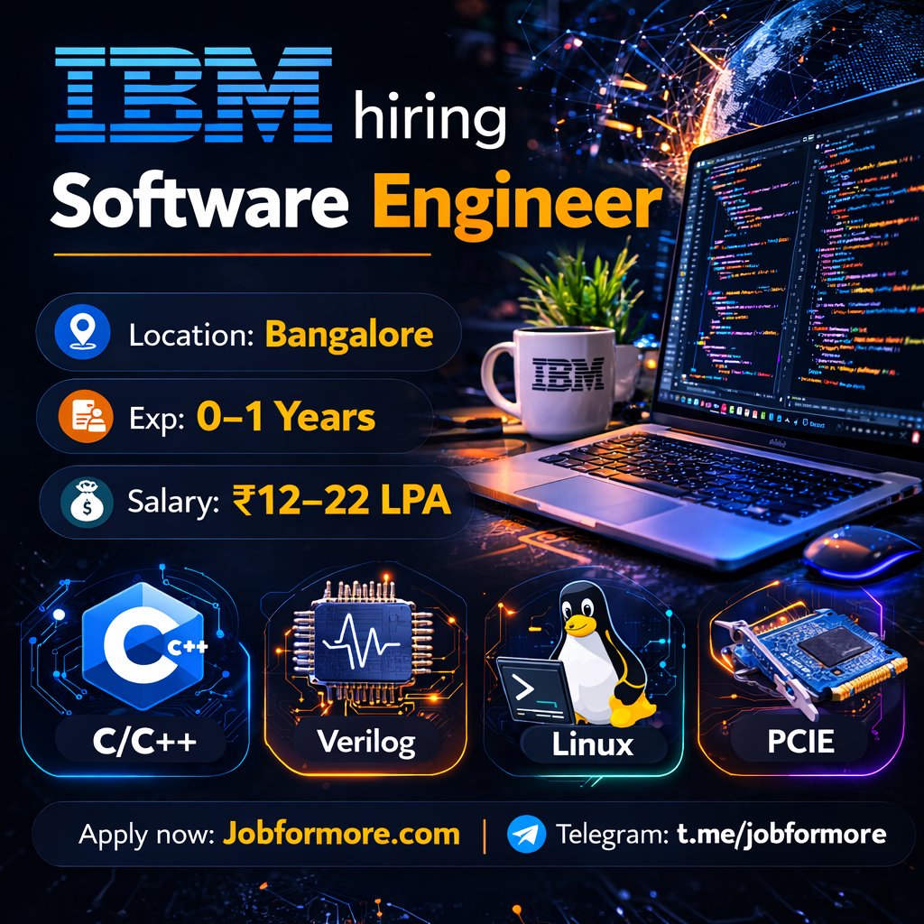 jobformore's tweet image. 💻 IBM ISDL hiring Software Engineer Bangalore! 

Verify processors with C/C++, Verilog, Linux &amp;amp; PCIE. 

0-1 yrs grads 💼 

Salary: ₹12–22 LPA 🚀 

#Jobformore #IBMCareers #SoftwareEngineer #BangaloreJobs

Apply: tr.ee/sRfsGl