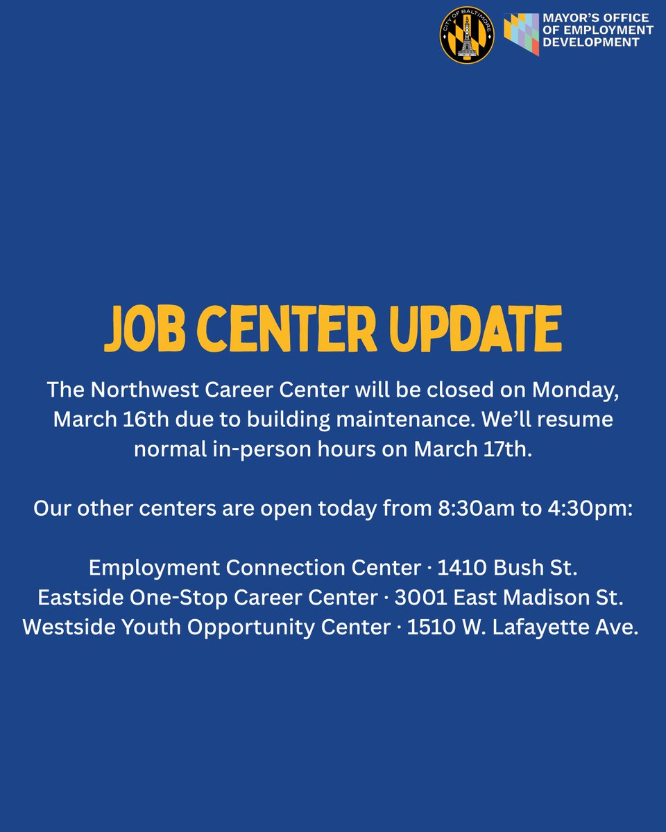 Baltimore Jobs & Resources (MOED) tweet media