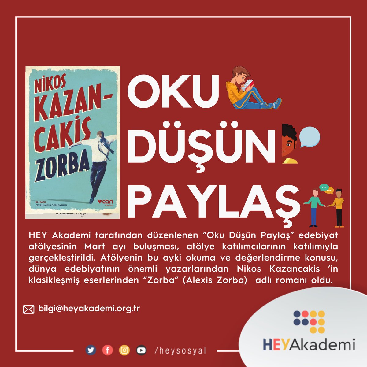 HEY Akademi – Oku Düşün Paylaş Atölyesi Mart Ayı Buluşması Gerçekleştirildi

⬇️

heyakademi.org.tr/2026/03/14/hey…