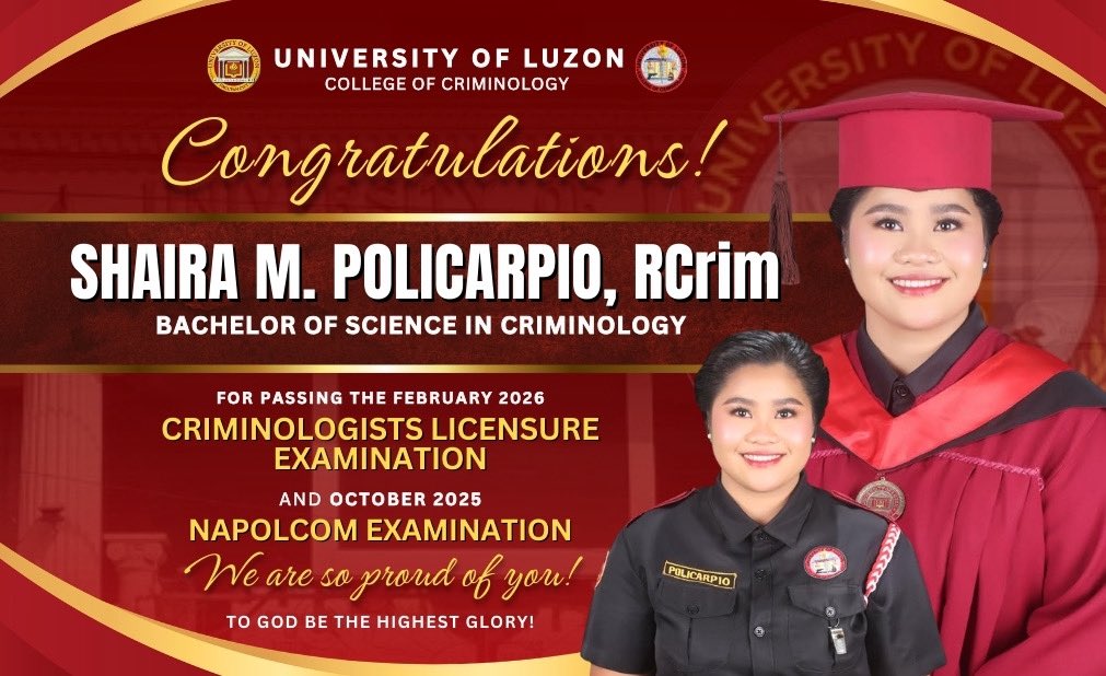 superprettyshan's tweet photo. Shaira Meneses Policarpio, RCrim
Registered Criminologist - Feb. 2026
NAPOLCOM Passer - Oct. 2025
To God be the highest glory! https://t.co/gMXIU60mZh
