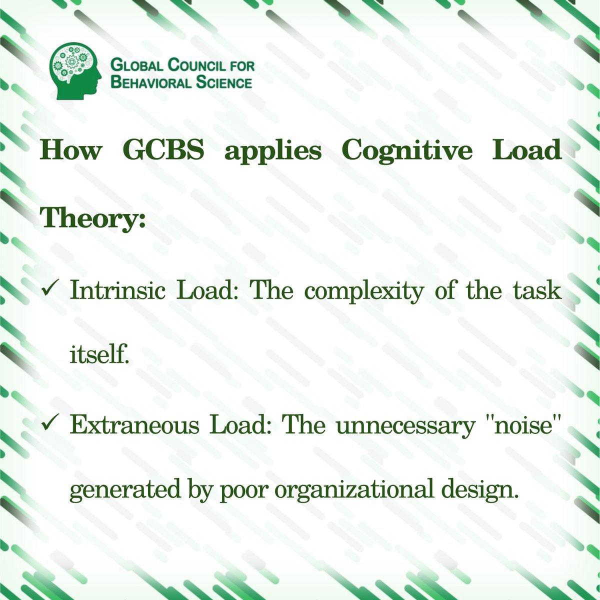 GcbsSocials's tweet image. Cognitive Load Theory: Designing for Execution.

Strategy execution fails when Cognitive Load exceeds the working memory's capacity. If your organizational culture is "noisy", filled with fragmented communication and shifting priorities, you are architecting for failure.

#GCBS