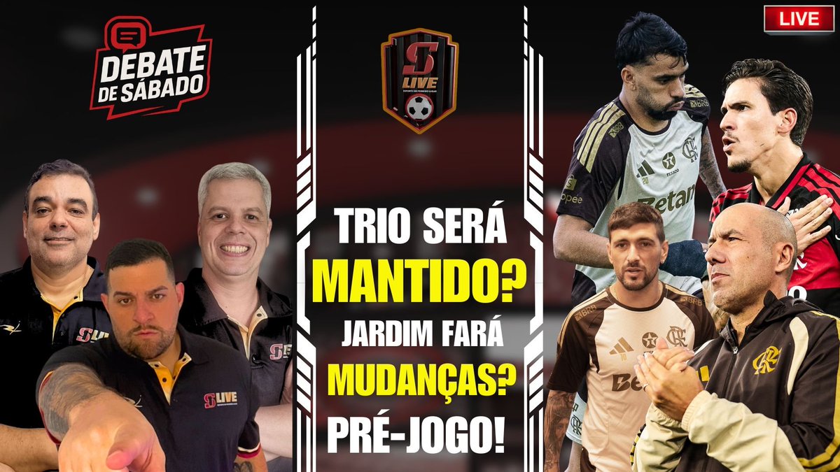 s1_live's tweet photo. PRÉ-JOGO! Mengão encara o Botafogo e o Debate de Sábado tá ON pra analisar as mudanças do time! 🔴⚫
🎙️ @JulioMiguelNeto, @anunesrocha e @Bernardoramosal
⏰ Às 11h
📺 Assista: https://t.co/0r57nY8Ygi
Deixe seu palpite! 👇
#Flamengo #Botafogo #PreJogo https://t.co/ytTyUVsxx5