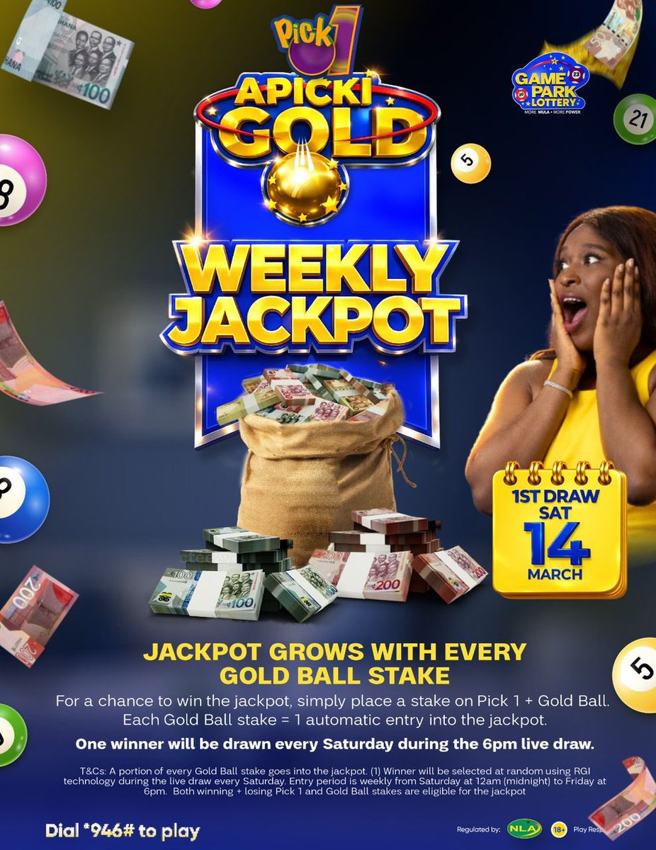 KWAHUBOGA1's tweet photo. π― Simple steps, massive rewards! Play Pick 1 + Gold Ball, get your jackpot entry instantly and stay locked in for tonightβs big draw. Dial *946# and play smart! π₯
@GamePark_GH
#ApickiGold #Pick1 https://t.co/3XU5LzTDyK