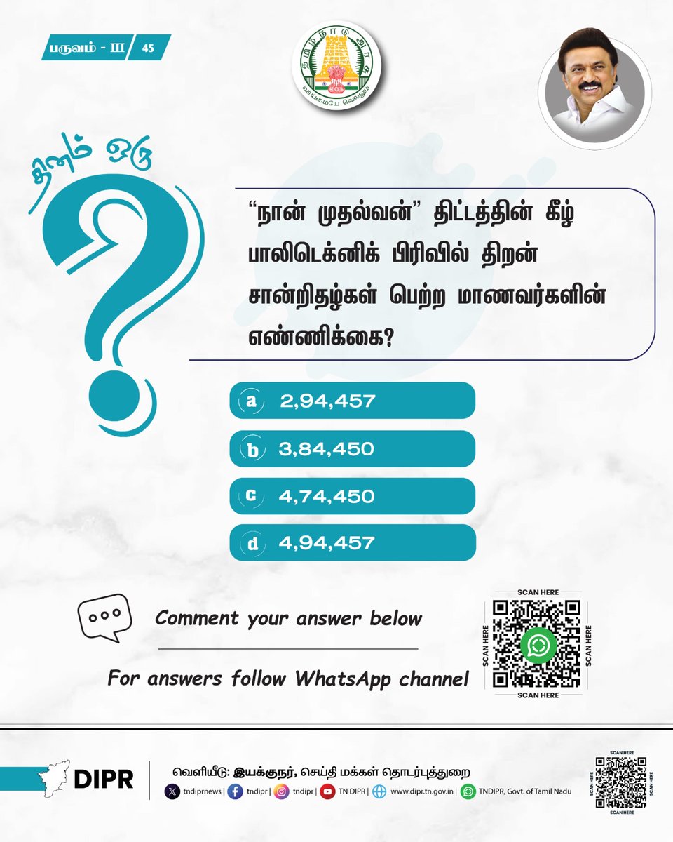 தினம் ஒரு கேள்வி

<a href="/CMOTamilnadu/">CMOTamilNadu</a> <a href="/mkstalin/">M.K.Stalin - தமிழ்நாட்டை தலைகுனிய விடமாட்டேன்</a> <a href="/Udhaystalin/">Udhay - தமிழ்நாட்டை தலைகுனிய விடமாட்டேன்</a>
<a href="/mp_saminathan/">M.P.Saminathan - தமிழ்நாட்டை தலைகுனிய விடமாட்டேன்</a>

#TNDIPR #TNMediahub #CMMKStalin #DyCMUdhay #TNGovt #PeoplesGovt #TNGovtSchemes #CMOTamilnadu #peoplecm #TamilNadu