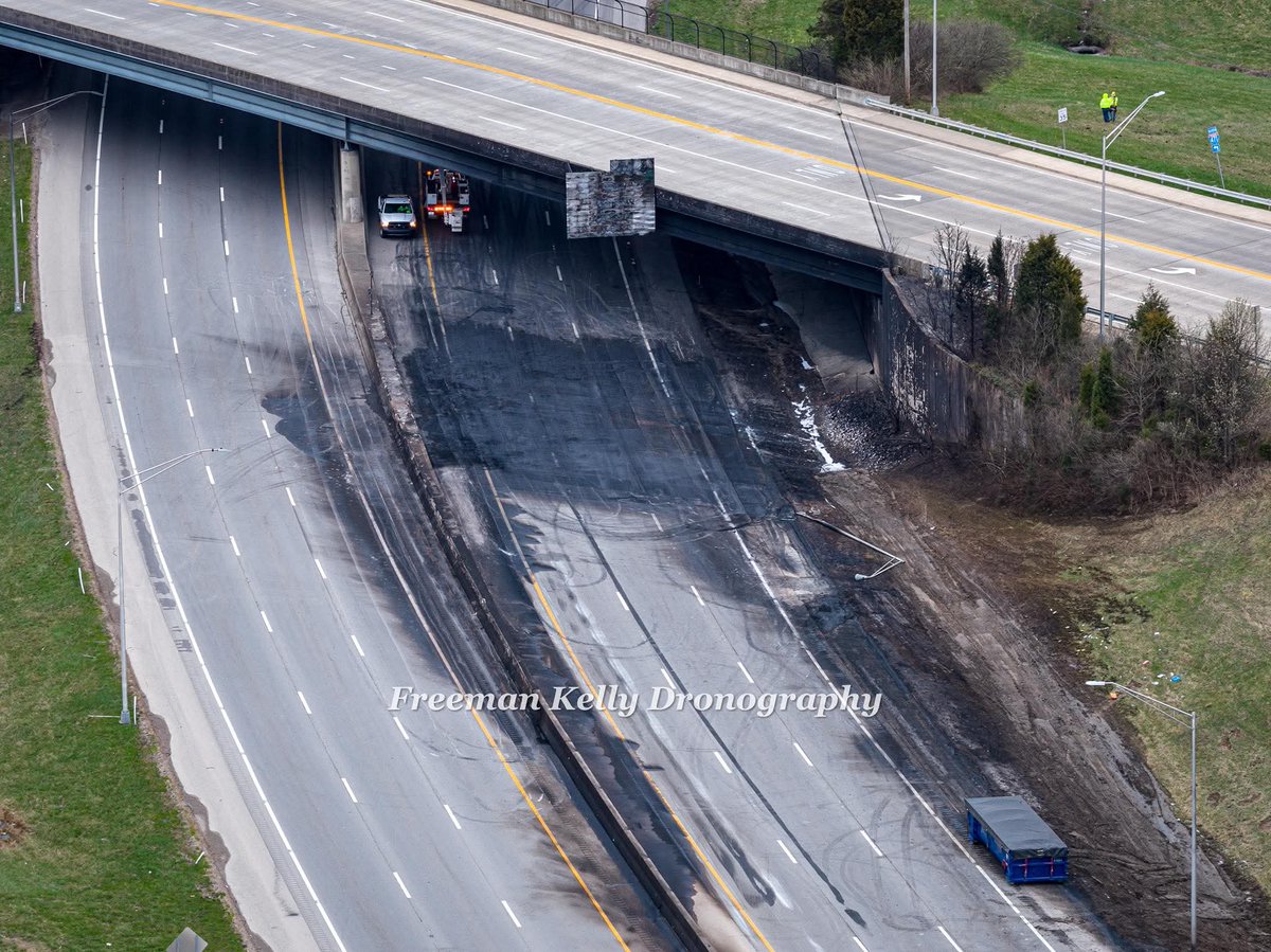 Freeman Kelly Dronography got a daytime look at the fire damage from the 471 fire near the Memorial Parkway overpass this morning

facebook.com/share/p/1Bcdoj…