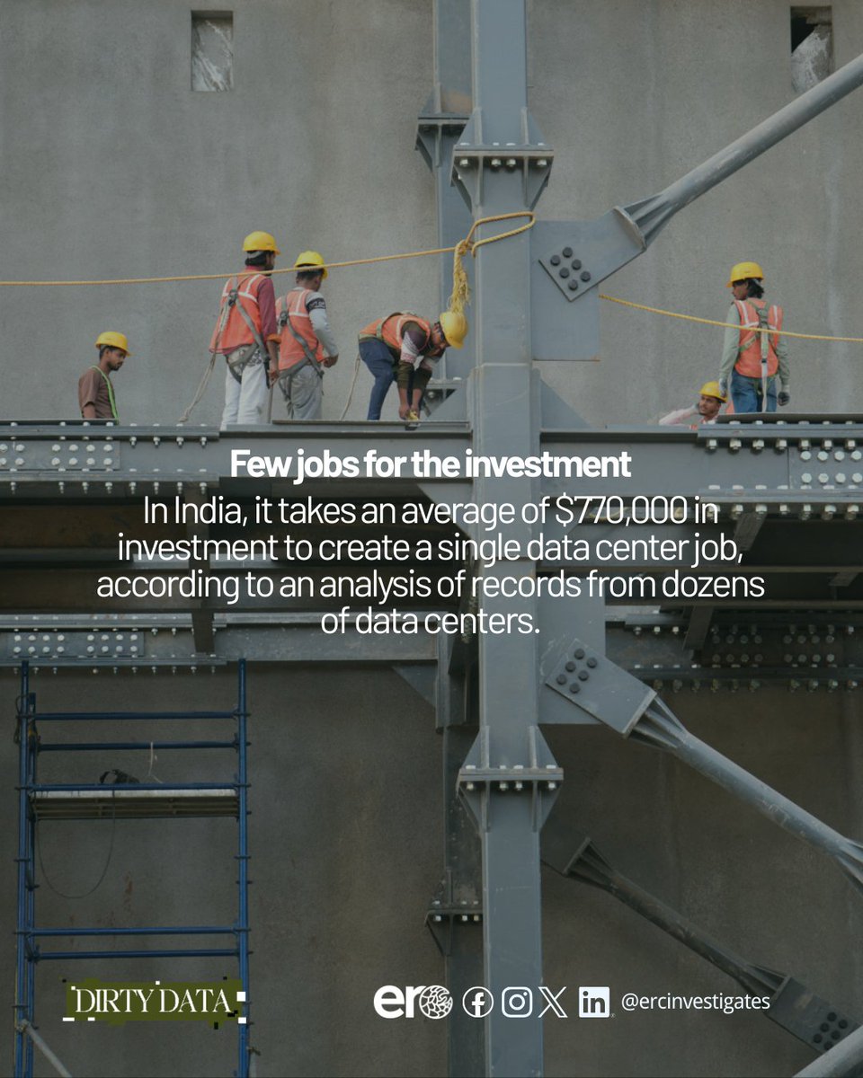 ercinvestigates's tweet photo. Data centers arrive with promises of jobs and prosperity. But for many communities, the reality looks very different. 

Story by Naira Hofmeister, Monica Jha and Shamsheer Yousaf

Read the full report: https://t.co/hKkLSvlnvq

#DirtyData https://t.co/8I7E2gAENK