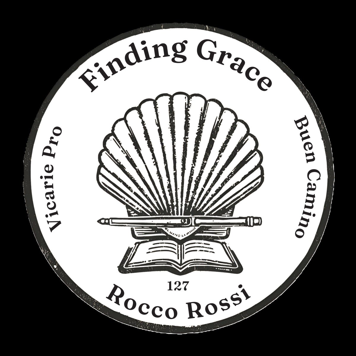 roccorossiTO's tweet photo. My dear artistic Camino Hermano Michael Mattolo who read an early draft of my upcoming book #FindingGrace has designed a marvelous custom sello/stamp I can use when signing copies of the book! Gracias! https://t.co/1O0dgmhaf5