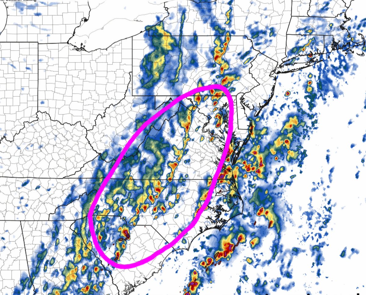 dalesamsWx's tweet image. (3/3): 𝐌𝐨𝐧𝐝𝐚𝐲 (𝐒𝐞𝐯𝐞𝐫𝐞 𝐏𝐨𝐭𝐞𝐧𝐭𝐢𝐚𝐥):
Strong cold front moves east with continued significant severe wind event shaping up from southern PA to NC with severe winds up to 75-80mph. @NWSSPC @hellohannav #NOAA #SevereWx #WinterWx