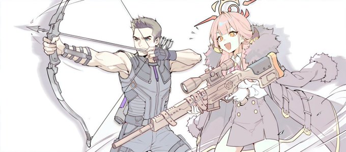 この距離で弓矢が当たるんだと戦闘中にも関わらず感動してしまう便利屋68のアルと弓遣いホークアイ 