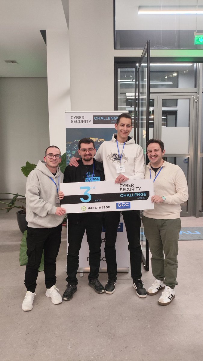 giannisalex09's tweet photo. 🥉3rd place at Cyber Security Challenge Greece 2026!
Great run with team INSSEC💪
Interesting challenges and an awesome experience💻
Congratulations to all the teams🎉
#INSSEC #CSCGR2026 @CSCGreece https://t.co/3NmnWFue7h