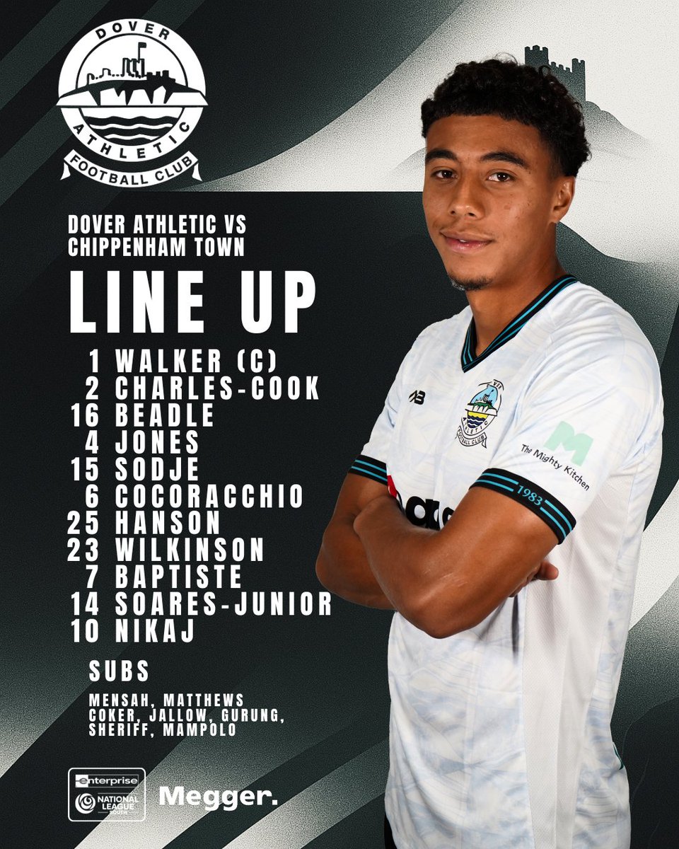 DoverAthletic's tweet photo. 📋𝗧𝗘𝗔𝗠 𝗡𝗘𝗪𝗦

Your Whites for today’s game against Chippenham Town 💪

An unchanged squad from our win against Tonbridge 👊 

#DAFC | ⚪⚫️ https://t.co/4wMkpxkw08