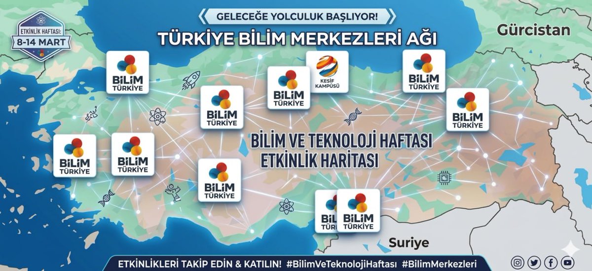 t3bilimtr's tweet photo. Türkiye’de Bilim ve Teknoloji Haftası Etkinliklerini Keşfedin!

Bilim ve Teknoloji Haftası kapsamında Türkiye’nin dört bir yanındaki Bilim Türkiye merkezlerinde gerçekleştirilen etkinlikleri başarıyla tamamladık🚀

📍Harita Üzerinden Etkinlikleri Keşfedin:https://t.co/BcrF7GzxeM https://t.co/r7wxzCfFoC