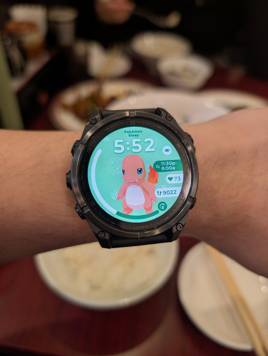 ping_janat's tweet image. Garmin ปล่อยหน้าปัด Pokemon Sleep มาฉลองวัน World sleep day น้องทำหน้าเหนื่อยตาม body battery เราเลย เปลี่ยนตัวได้ด้วย นรมาก