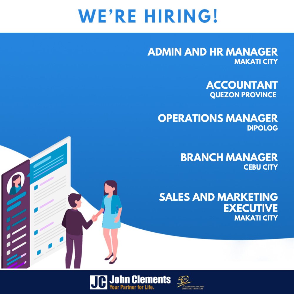 johnclementsph's tweet photo. Take the next step in your career today! ๐
Weโre looking for talented professionals to join exciting opportunities across various industries and locations nationwide.
Click Jobs in our Bio!
#NowHiringPH #CareerMove #JobsInPH #JobSearch #HiringToday #ApplyNow #JobAlert https://t.co/UPzPnmA8ml
