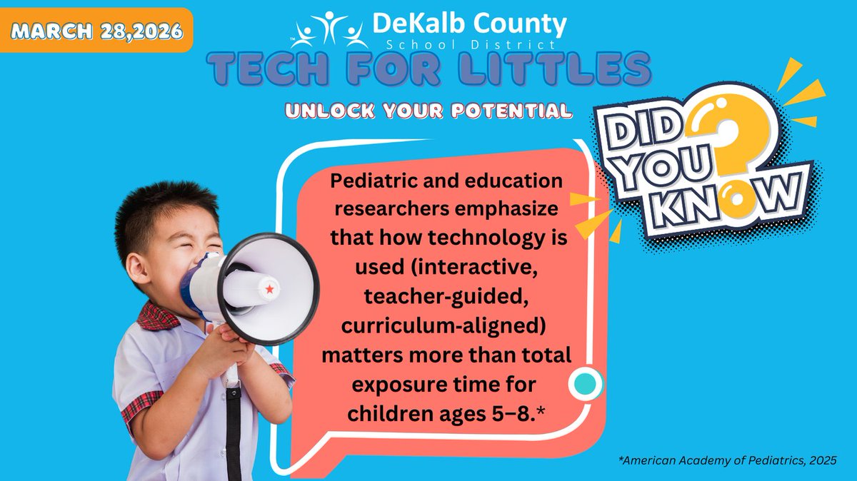 DeKalbSchoolsIT's tweet photo. We use technology to grow our littles🧠✨into problem solvers, critical thinkers, and creative scholars. With Tech for Littles, tech is used intentionally—teacher‑guided, interactive, and curriculum‑aligned—to deepen learning, not replace it.📱💡

#TechForLittles #PurposefulTech https://t.co/t9UQB9s5Xr