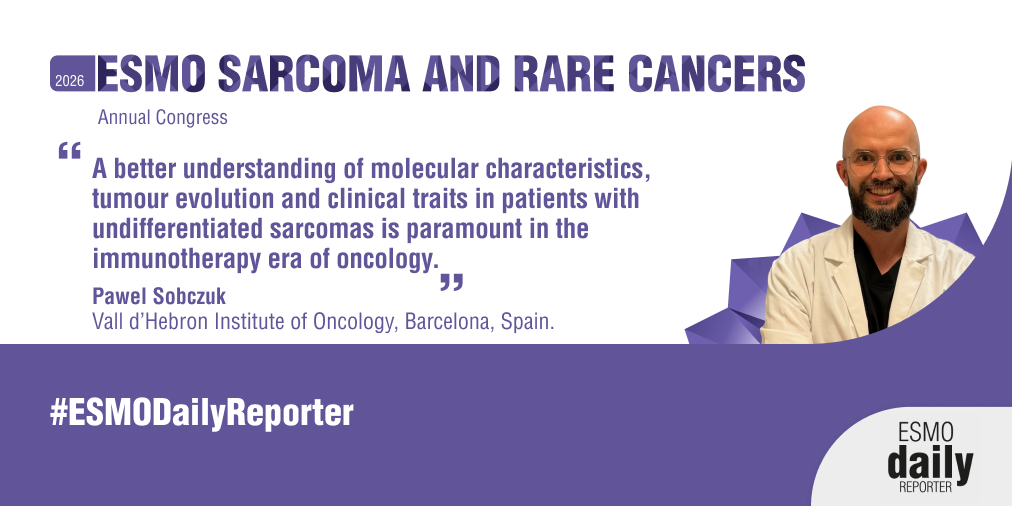 myESMO's tweet image. Some undifferentiated #sarcomas appear to be responsive to #immunotherapy but reliable #biomarkers are needed. @pawel_sobczuk
 explains more in his Opinion piece in the #ESMODailyReporter 📌 ow.ly/STcv50YtqLb

#ESMORareCancers26