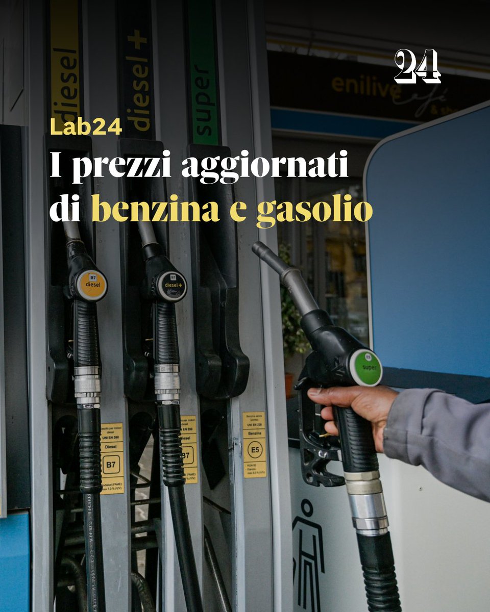 sole24ore's tweet photo. ➡️ Consulta qua i prezzi aggiornati di benzina e gasolio: https://t.co/Gyl1LWMtSO
#carburanti #prezzi #Lab24 #IlSole24Ore https://t.co/kxfPz8AFcR