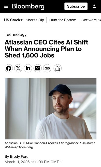 Hay un impacto nada despreciable de la inteligencia artificial en el empleo que no se está subrayando lo suficiente

no es "sustituir a empleados humanos por IA"

es "como quiero invertir muchísimo dinero en IA, tengo que despedir a trabajadores"

Atlassian, Meta, MSFT, Oracle..