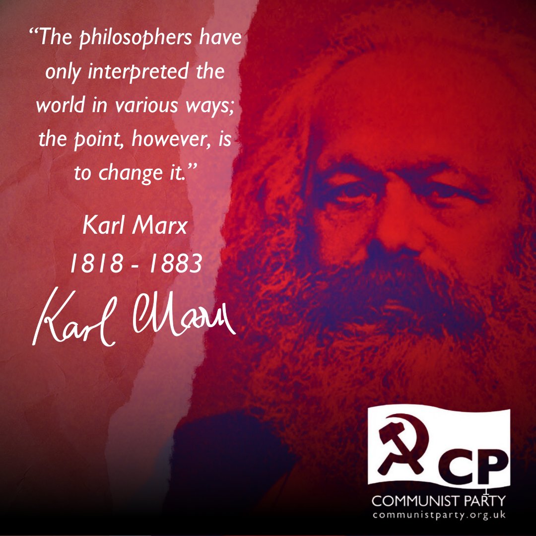CPBritain's tweet photo. March 14 marks the day the pulse of the international revolutionary movement stilled in a small room in Maitland Park.

Karl Marx did not merely describe the world; he provided the working class with the precise weapon of its own liberation. He famously reminded us that "the philosophers have only interpreted the world, in various ways; the point is to change it." His influence is not a ghost but a living current in every strike, every occupation, and every act of resistance against the capital that drains our lives.

The logic of the system remains exactly as he mapped it in the British Library. "Accumulation of wealth at one pole is, therefore, at the same time accumulation of misery, agony of toil, slavery, ignorance, brutality, mental degradation, at the opposite pole." We do not visit Highgate to look backwards at a monument of stone.

We go to reclaim the ground for the living and to sharpen our resolve for the total overthrow of the exploiters. Join the Communist Party of Britain for the annual Marx Oration this Sunday at Highgate Cemetery from 1.30pm (2pm start).

Full details are available on the second post.

#KarlMarx #CommunistParty #HighgateCemetery #Socialism