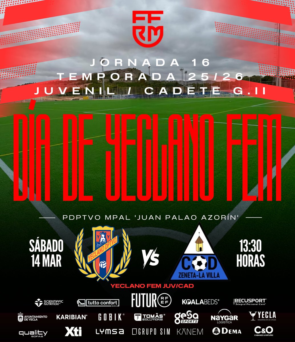 Yeclano_dptvo's tweet photo. 💙 #DíaDeYeclanoFemJuvCad ❤
🔛🗓 ¡Comenzamos este bonito finde que tenemos con tres equipos azulgranas luchando en Yecla, las guerreras de Fini 🆚️ #CDZeneta en un duelo directo de la categoría @ffrm_es! 📊💪
@GrupoSIMyecla 🦸🏻♀️ #NoDudaría
#SomosCantera ⚽️ #SomosYeclano https://t.co/8Kn7gBxlLE