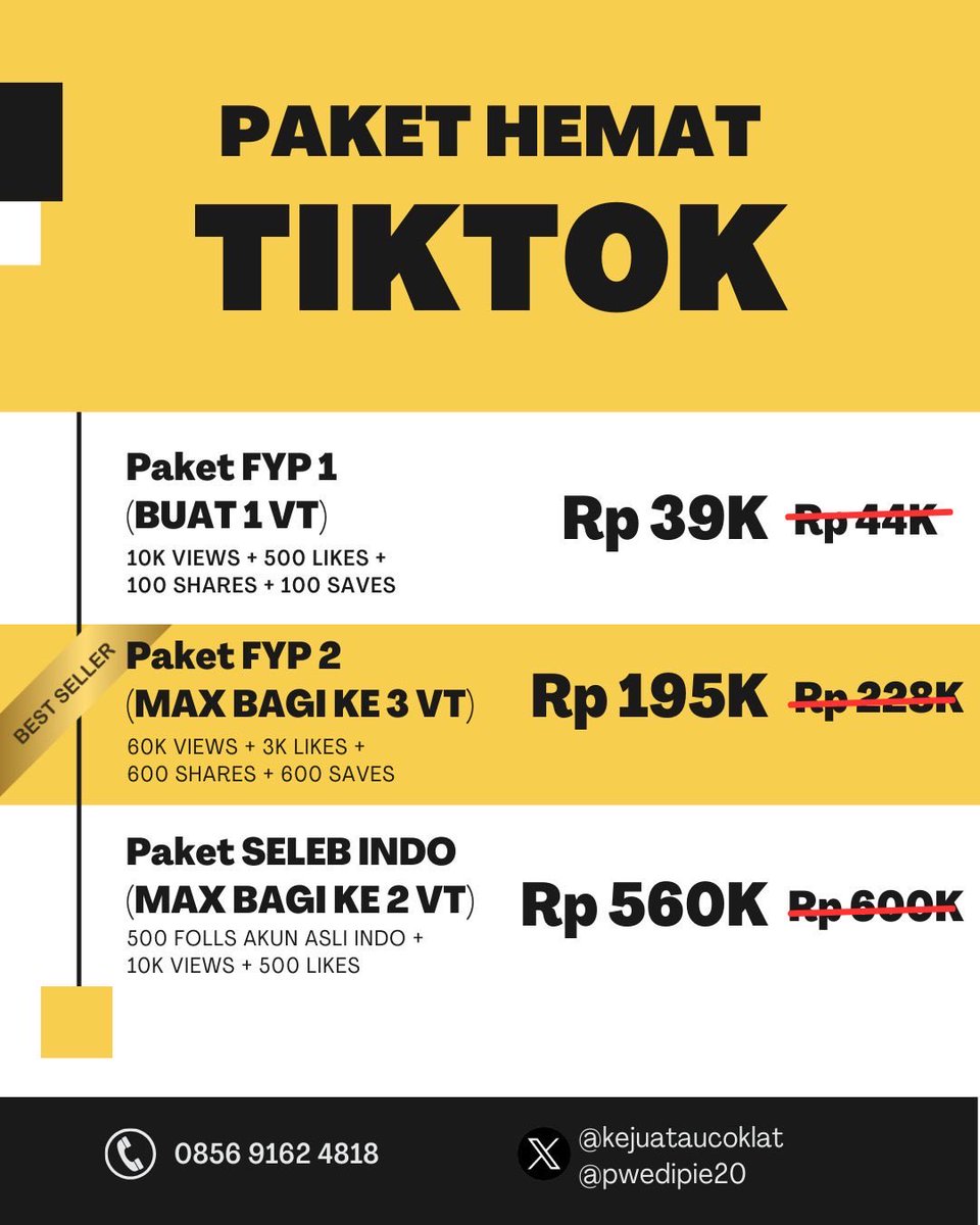 Promo tiktok 📌📌

Yang mau beli bisa klik link di bawah
linktr.ee/kejuataucoklat

#zonauang