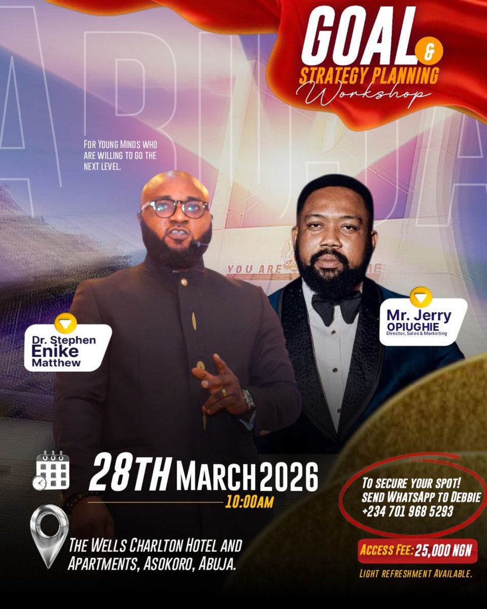 Good morning my Abuja people, can we make it a date with Dr Stephen?

Please let me know if you would love to attend this, there will be a whole lots of things to learn. Do not miss this. And you don't have to worry about the fee, it's paid for already 🤭