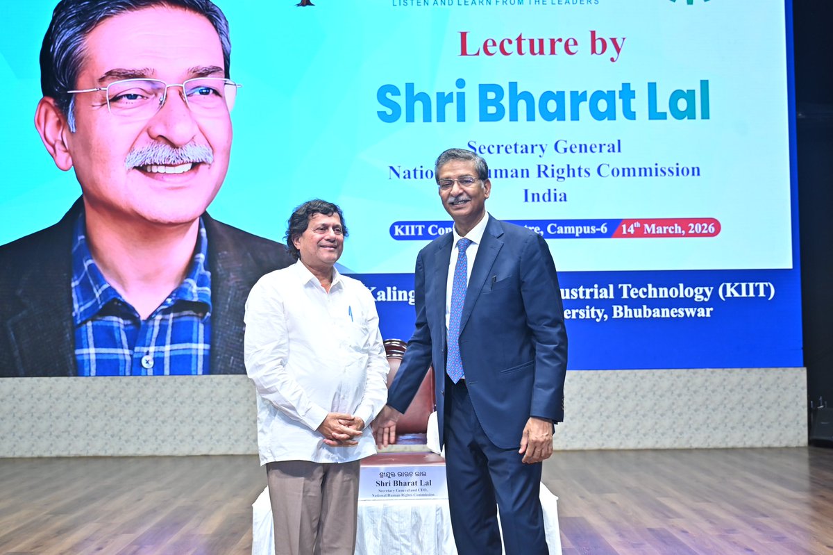 achyuta_samanta's tweet photo. Happy to welcome Shri Bharat Lal Ji, Secretary General and CEO of the National Human Rights Commission (NHRC) to the KIIT & KISS campus, where he delivered a lecture under the KIIT Knowledge Tree –Learn from Leaders series.

During his visit, he also spent time at KISS, interacted with our children and showed great interest in understanding the model of education and empowerment we follow. He shared a kind thought saying, “I came here to learn something for KIIT and KISS. I compliment Dr Samanta for this beautiful work. Education shapes the mind, culture, behaviour and thinking, and KISS is life transforming with its education.”

His encouraging words are a source of motivation for all of us who continue to work with dedication for the education and dignity of tribal children.