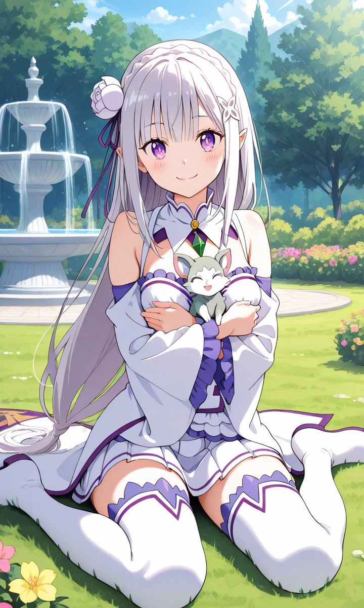 makoto_darkness's tweet photo. 最近色々なキャラクターを作りたい欲が強いのでエミリアたんを作ってみました🥰

パックはなんかよくわからない獣になりましたが🫢

SFW.
This is SFW anime-style illustration.
No nudity, no suggestive intent.

#リゼロ
#エミリア
#AIイラスト
# https://t.co/y49kpX3kXW