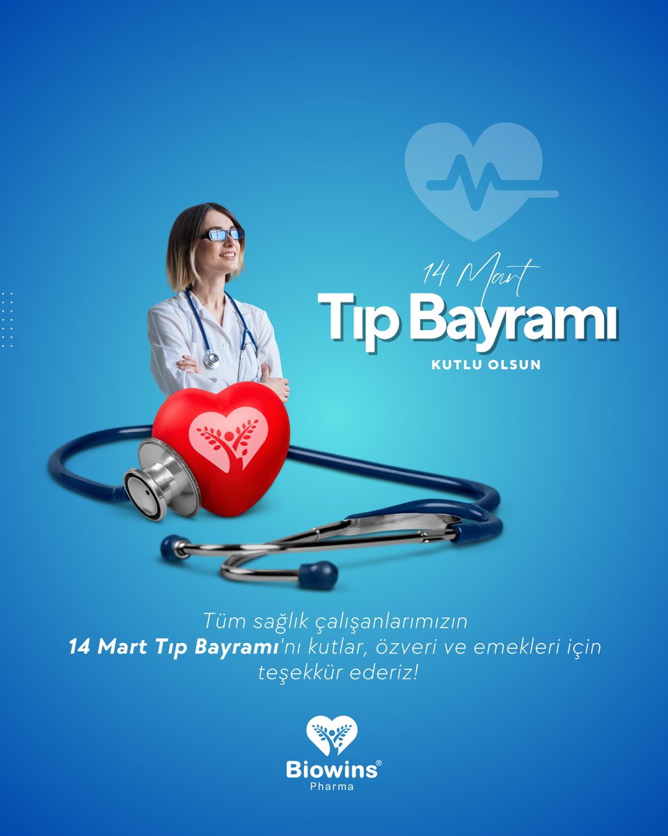 BiowinsPharma's tweet photo. Tüm sağlık çalışanlarımızın 14 Mart Tıp Bayramı'nı kutlar, özveri ve emekleri için teşekkür ederiz!

14 Mart Tıp Bayramı Kutlu Olsun.

#tıpbayramı #14MartTıpBayramı https://t.co/zXihLSJkyV