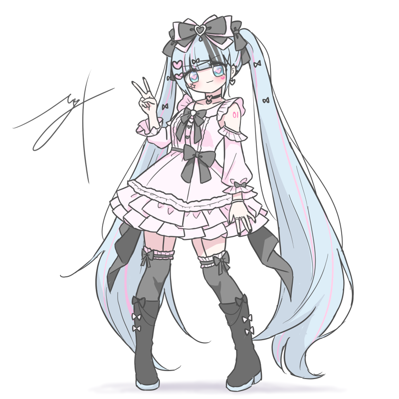 地雷系ミクさん全身描いた!!🩷 