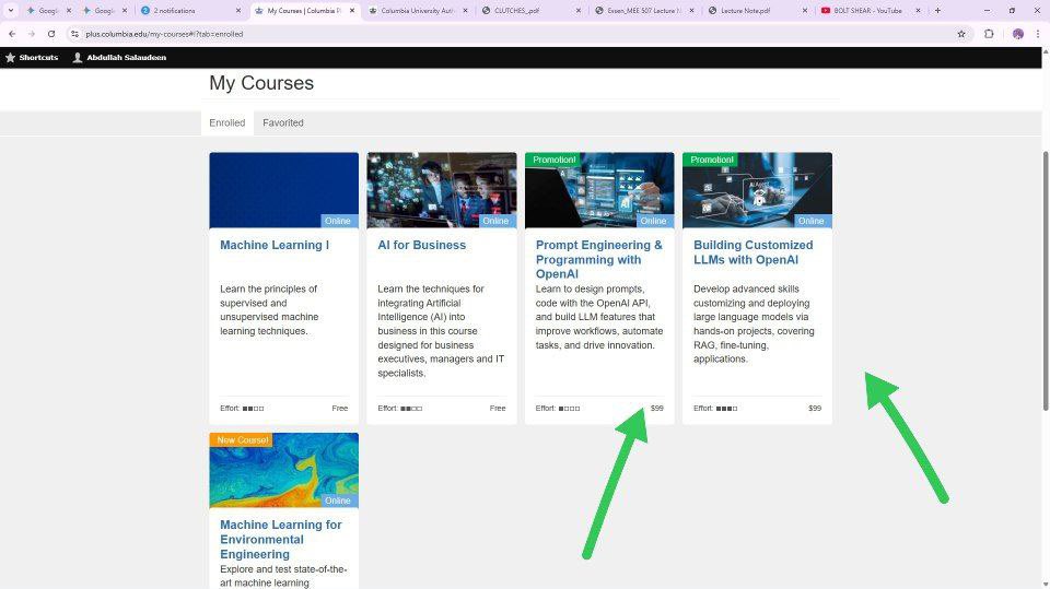These 5 courses are currently free and they come with certificates from Columbia University 

Use coupon code SPRINGAI for the ones with $99. The remaining three are free 

FREE courses 

1. plus.columbia.edu/content/machin…

2. plus.columbia.edu/content/introd…

3. plus.columbia.edu/content/ai-bus…

4.