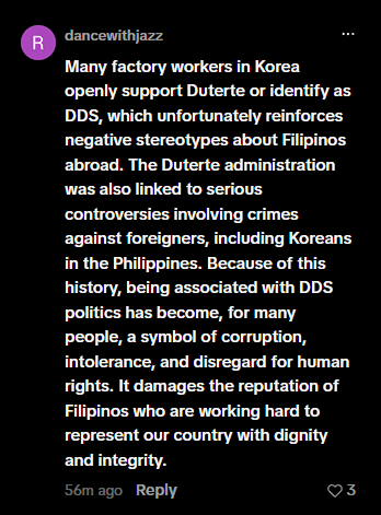 slutofthedeep's tweet photo. @supernegatrona this comment tho im not sure if true pero kung totoo, i guess factor din ang political stance and naging issue ni digong sa korea so i say daserv https://t.co/RMD08NECgz