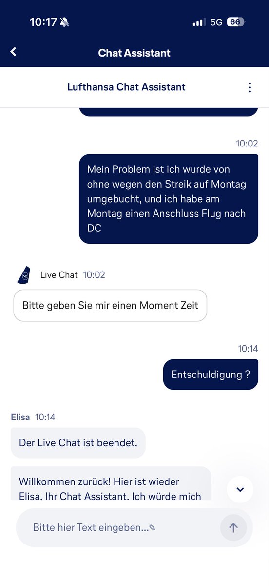GabrielWolfel's tweet photo. Wenn der Streik nicht schon genug wäre auch der @lufthansa Support verweigert die Arbeit @lufthansaNews https://t.co/zSplXK42Fj