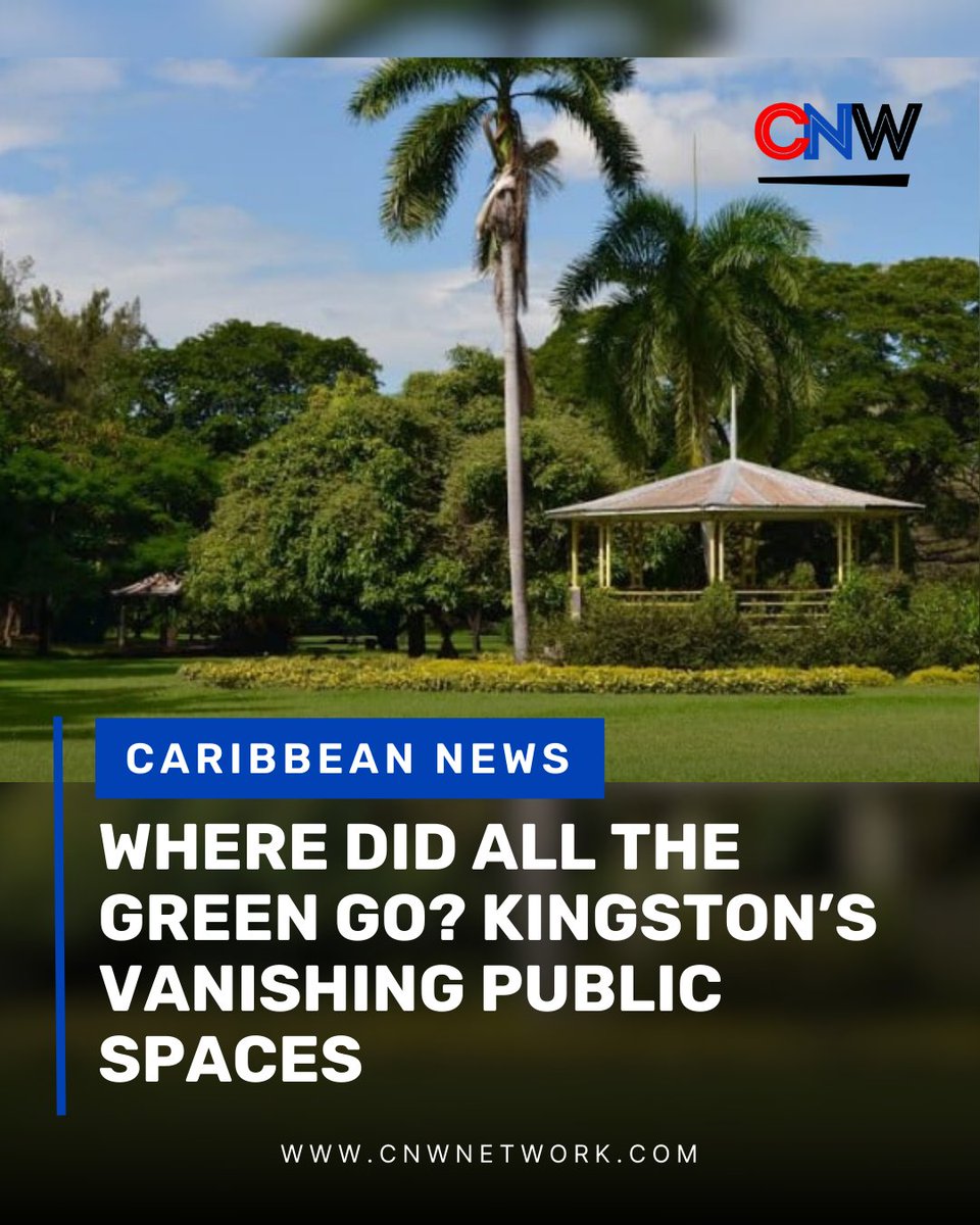 🇯🇲 Kingston has just 1.8% public open space, far below the 15–20% recommended for healthy cities. Grassy lots, shade trees, and open spaces are increasingly being replaced by parking lots, commercial complexes, and gated developments. 

bit.ly/4d5xcm7