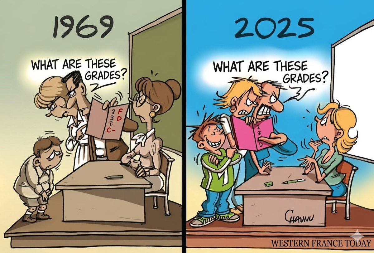 1969년 : 부모가 학생을 혼냄

2025년 :부모가 선생을 혼냄