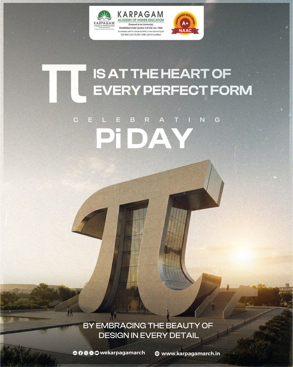 wekarpagamarch's tweet image. This Pi Day, let's celebrate the harmony of creativity and precision by embracing the beauty of design in every detail. Because behind every perfect form is a story of balance, imagination and mathematical elegance.

#PiDay #Mathematics #ArchitectureDesign #KARCH