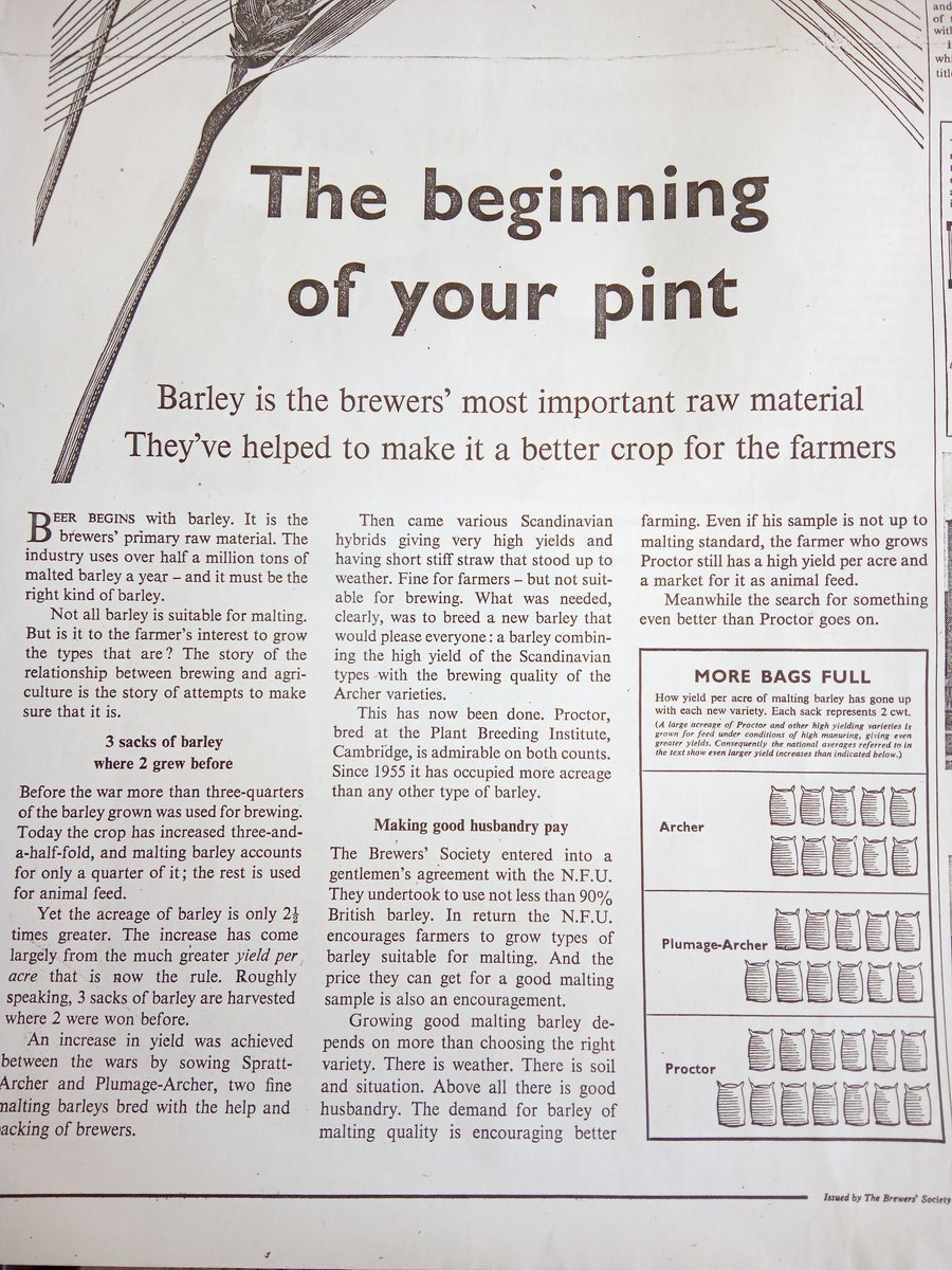 NigelSommelier's tweet image. Started working my way through the copy of The Times 'Beer in Britain's Supplement from April 1958. Here are a few more images, that I've selected, which might be of interest to some. Taxes, #barley, #hops and the local #pub🙂🍻