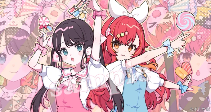 【お仕事】 ぶいすぽっ!所属、猫汰つな様・花芽なずな様の歌ってみた動画「ポッピンキャンディ☆フィーバー!」のイラストを担当させて頂きました