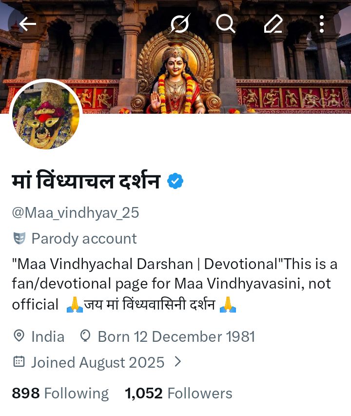 Maa_vindhyav_25's tweet image. Thank you everyone who have followed me  1k followers completed.#follower #1k
जय मां विंध्यवासिनी देवी