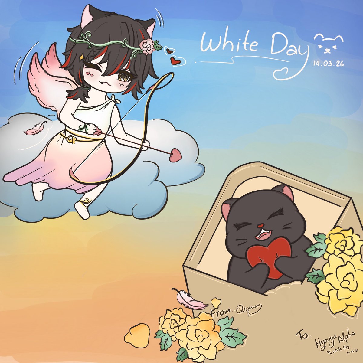 QQueurs's tweet photo. "Happy White Day 🤍"

... ขอแลกปีกกับหางนะ เมี้ยว??
#HyouART https://t.co/9vOHoOV2Qi